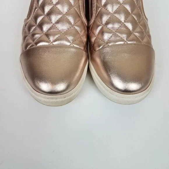 Steve Madden Zaander Pink Rose Gold Shiny Faux Leather Slip On Loafers - Picture 12 of 16